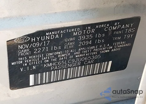 2018 Hyundai Ioniq Hybrid Blue z USA, uszkodzony, nr VIN KMHC65LC9JU065305